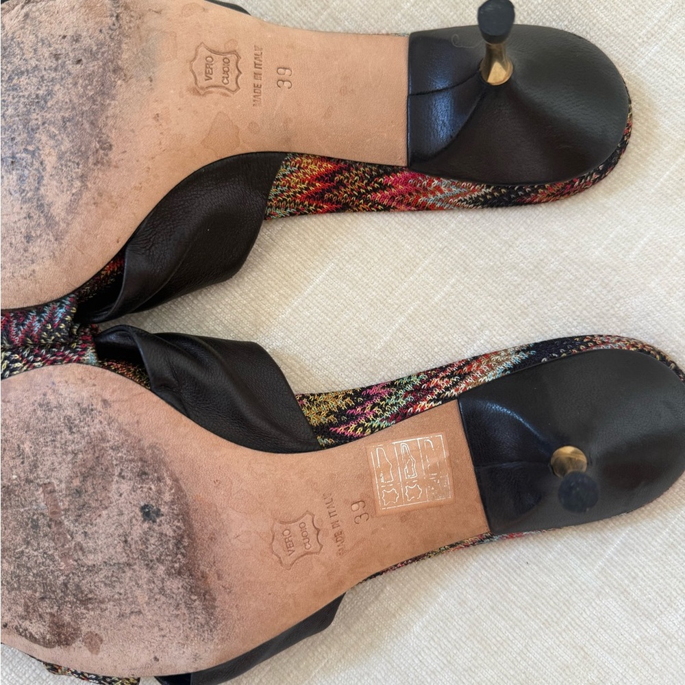 Missoni Multicolor Zigzag Kitten Heels with Black Trim - Picture 6 of 8